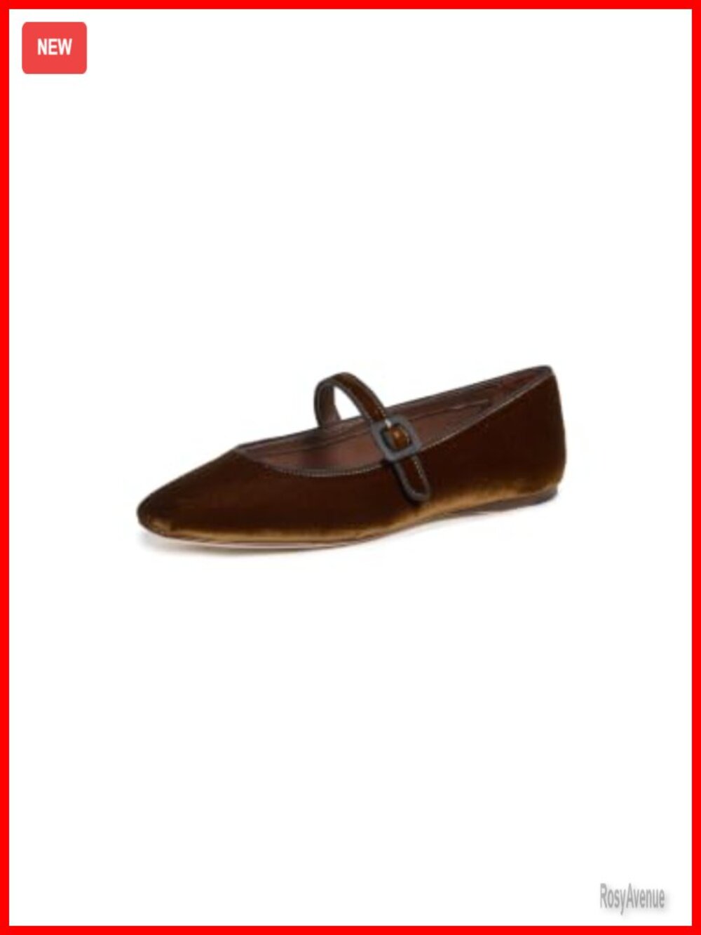 Velvet Mary Jane Flats with Buckle Strap and Grosgrain Topline